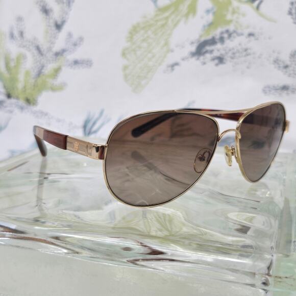 Tory Burch Women's Aviator Sunglasses Gold Tone Frames TY6010 420/13 57-14 135 - Picture 2 of 15